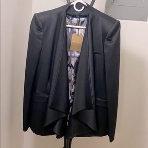 TED BAKER Silk Black Open Flap Blazer